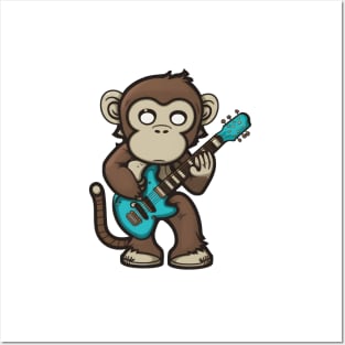 Monkey Playing Guitar Posters and Art